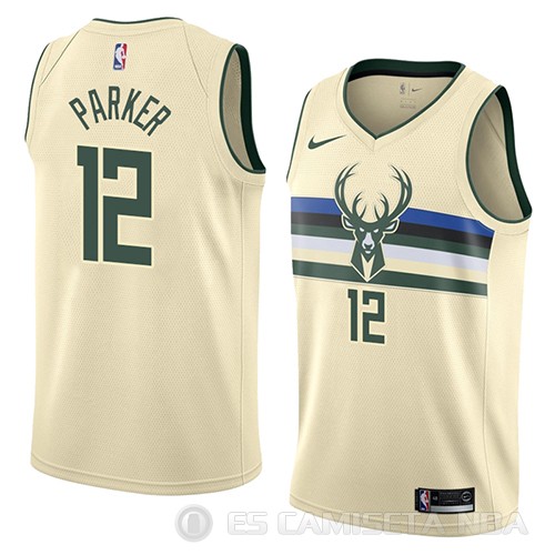 Camiseta Jabari Parker #12 Milwaukee Bucks Ciudad 2018 Crema - Haga un click en la imagen para cerrar